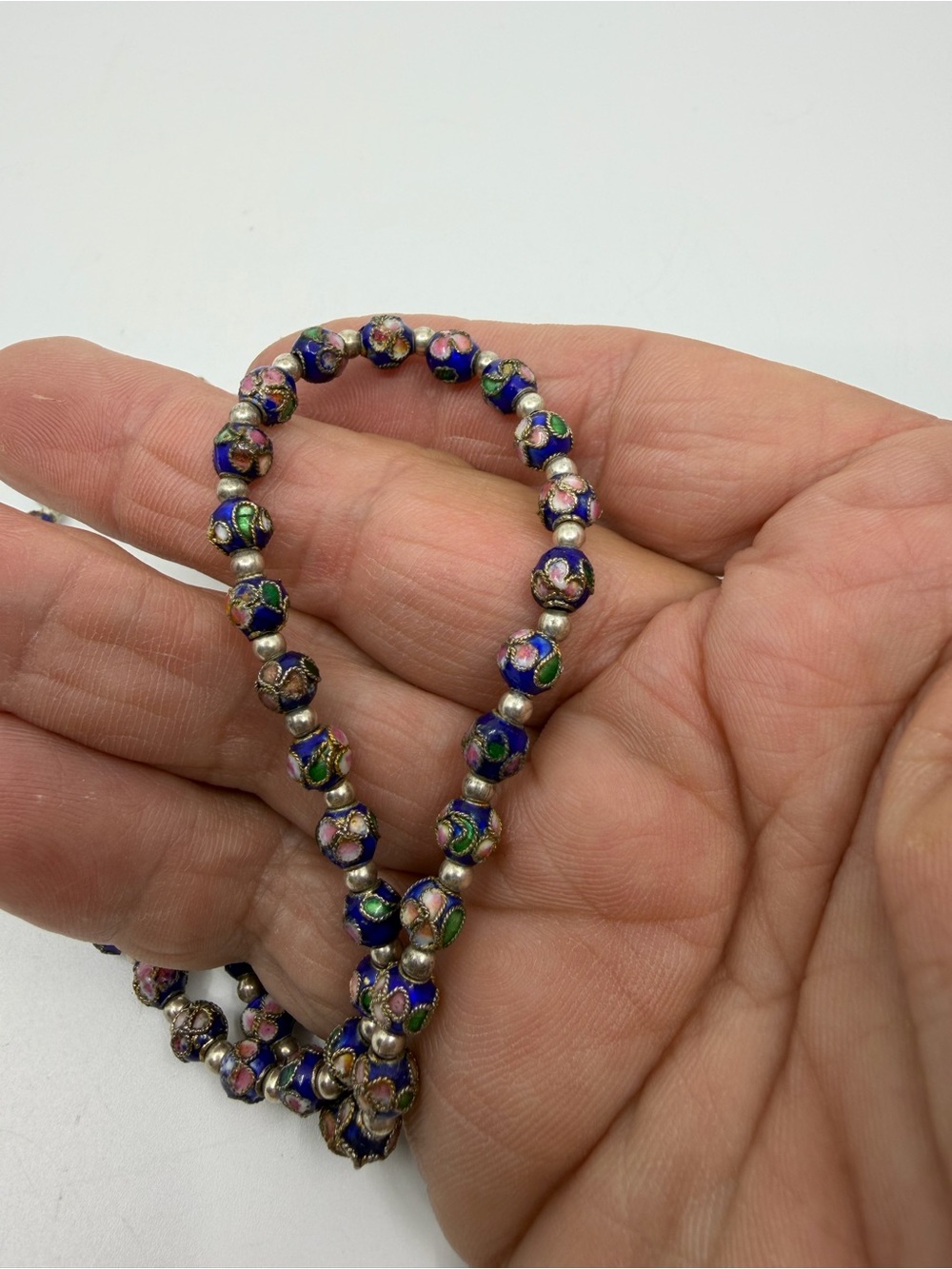 Multicolor Cloisonné enamel Bead Necklace - Elegant Women's Jewelry - Picture 4 of 5